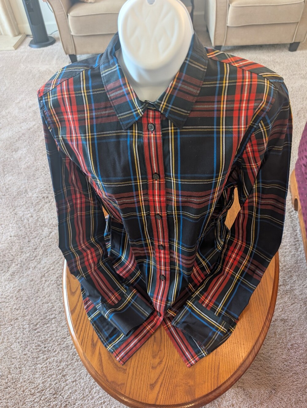 J. Crew Red, Black And Blue Plaid Button Down Shirt, Size 10 Slim